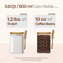ComSaf 0.8 Qt Glass Jars with Bamboo Lids & Spoons Set of 4, Square Glass Containers with Lids, Sugar Coffee Containers Salt Spice Jars, Pantry Storage Container for Loose Tea, Candy, Brown Sugar, Nut by CozyNest Decor