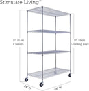 48"x24"x72" Prime Heavy Duty Chrome 4-Tier Wire Shelving NSF 3200 LBS MAX Capacity Storage Rack for Commercial, Hospital, School, Garage, and Kitchen Uses (with Wheels) by CozyNest Decor