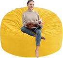 5FT Bean Bag Chair, Large Bean Bag Chairs with Memory Foam Filled, Fluffy Beanbag Sofa with Dutch Velvet Cover, Round BeanBag Chairs for Living Room, Playroom - Lemon by TinyTreasures Baby Boutique