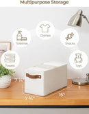 StorageWorks Narrow Storage Bins, Small Basket for Closet and Shelves, Rectangular Fabric Organizer with Handles, Toilet Paper Storage, Beige, 2-Pack by CozyNest Decor