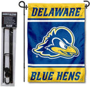 College Flags & Banners Co. Delaware Blue Hens Garden Flag with Stand Holder by GreenHaven Gardens
