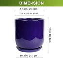 Ceramic Planter - 12 Inch Pots for Plants Ceramic Plant Pot Indoor with Drainage Hole and Saucer Large Planter Flower Pot Outdoor for Home Garden Decor Blue by GreenHaven Gardens