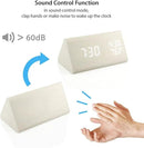 OCT17 Wooden Alarm Clock, Wood Alarm Clock Smart LED Digital Clock for Bedroom/desks, Upgraded with Time Temperature, Adjustable Brightness and Voice Control, Humidity Displaying - White by CozyNest Decor