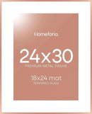 Homeforia 24x30 Frame Rose Gold, High End Metal 24x30 Picture Frames with Mat 18x24 inch Photo, 24 x 30 Rose Gold Poster Frame Matted to 18 by 24, 30x24 Large Frame, Tempered Glass, Wall Kit, Set of 1 by CozyNest Decor