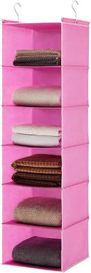 MAX Houser 6-Shelf Hanging Closet Organizer, Hanging Storage Shelves with 2 Sturdy Hooks Space-Saving for Bedroom, Foldable (Pink) by CozyNest Decor