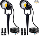 SUNVIE 12W LED Low Voltage Landscape Lights, Outdoor 12V 3000K Warm White (900LM) Waterproof Garden Pathway Lights Wall Tree Flag Spotlights with Spike Stand, 2 Pack with Connector by GreenHaven Gardens