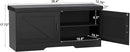 2-Tier Storage Bench, Shoe Bench with Padded Seat Cushion, Entryway Bench with 2 Barn Doors, Adjustable Shelf, 13.8" D x 39.4" W x 17.7" H, for Entryway, Living Room, Bedroom, Black by CozyNest Decor