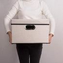 PRANDOM Foldable Storage Bin with Lid [3-Pack] Linen Fabric Decorative Storage Box Organizer Container Basket Cube with Handles Divider for Closet Office Living Room Light Grey(14.9x9.8x9.8) by TinyTreasures Baby Boutique