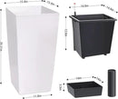30" Tall Planters Set of 2, Outdoor＆Indoor Black Planter Pots, High Front Porch Planter Pots with Drainage Holes＆Water Level Monitor Movable Wheels ＆Inner Bucket, Automatic Watering, White by CozyNest Decor