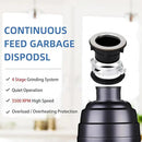 Powerful 1HP Stainless Steel Garbage Disposer, Dishwasher-Friendly and Continuous Feeding Waste Disposer, Grinding Material Four-Stage Grinding, Black by CozyNest Decor