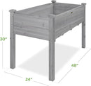 Best Choice Products 48x24x30in Raised Garden Bed, Elevated Wooden Planter for Backyard w/Foot Caps, Bed Liner, 200 lbs Capacity - Gray