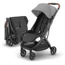 UPPAbaby Minu V3 Travel Stroller | Lightweight + Compact Design | One-Hand Fold + Unfold | from Birth + Overhead Compatible | Greyson (Charcoal Mélange/Carbon Frame/Saddle Leather) by TinyTreasures Baby Boutique