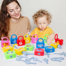AXEARTE Montessori Educational Toys - Alphabet Learning Locks and Keys for Toddlers - 26 Locks & Keys Set - Baby Sensory Fine Motor Skills Toys - ABC Locks and Keys by TinyTreasures Baby Boutique