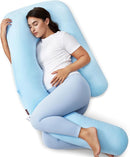 Momcozy Pregnancy Pillow with Cooling Cover, Dreamlign U Pro Maternity Pillow with Adjustable Leg Pillow - Support for Back, HIPS, Belly, Legs for Pregnant Women, 50-72 Inch, Bule by TinyTreasures Baby Boutique