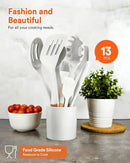 Kitchen Utensils Set, 13PCS Silicone Cooking Utensils, Heat Resistant Kitchen Utensil Spatula Set for Nonstick Cookware, Wooden Handles Kitchen Gadgets Tools Set by CozyNest Decor