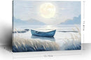 amatop Coastal Bathroom Wall Art Blue Beach Nautical Ocean Nature Canvas Picture with Boat Moon Lake Mountain Sea Relaxing Serene Landscape Gallery Wrapped Artwork for Modern Home Bedroom Decor 16x12 by CozyNest Decor