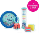 Edushape First Birthday Gift Set - Baby Musical Instruments & Toddler Music Set - Music Toys Baby Gift – Includes Hand Drum, Rain Stick, Shakers, Bell - Interactive Toddler Music Toys for Toddlers 1-3 by TinyTreasures Baby Boutique