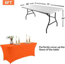 IVAPUPU 2 Pack 6FT Table Cloth for Rectangular Fitted Events Stretch Orange Table Covers Washable Spandex Tablecloth Protector for Party, Wedding, Cocktail, Banquet, Festival by CozyNest Decor