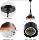 WUZUPS Chandelier Rustic Farmhouse Industrial Round Ceiling Pendant LED Light Fixture with Amber Gradient Black Glass Shades for Dining Room Kitchen Island Foyer Entryway, H 17" x W 13.4", E26 Base by CozyNest Decor