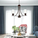 BONLICHT 3 Lights Oil-Rubbed Bronze Traditional Chandelier Rustic Kitchen Island Lighting Fixtures Hanging Clear Glass Cylinder Pendant Lights Classic Ceiling Light for Dining Room Bedroom Foyer by CozyNest Decor