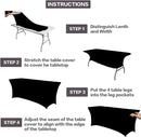 IVAPUPU 2 Pack 8FT Table Cloth for Rectangular Fitted Events Stretch Black Table Covers Washable Spandex Tablecloth Protector for Party, Wedding, Cocktail, Banquet, Festival by CozyNest Decor