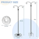 Liitrton 62.6 Inch Shepherds Hooks for Outdoor, Adjustbale Double Shepherds Hooks Hummingbird Feeder Stand Bird Feeder Pole Wind Chime Stand with Round Base, 4 Prongs Base and Water Weight Bag by GreenHaven Gardens