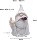 MINICAR 8'' H Funny Middle Finger Gnomes Statues Outdoor Decor, Naughty Smoking Wizard Sculptures Garden Yard Lawn Decorations, Unique Paintable Gifts by GreenHaven Gardens