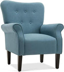 BELLEZE Modern Accent Chair, High Back Armchair, Upholstered Wingback Side Chair, Padded Single Sofa with Wooden Legs for Living Room, Bedroom - Baby Blue by CozyNest Decor