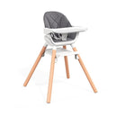 Baby High Chair, Highchair for Baby & Toddler, Easy Clean Infant Highchair, 6 in 1 Feeding High Chair with Removable Double Tray and Waterproof PU Cushion, Wooden Legs, Grey by TinyTreasures Baby Boutique