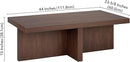 Henn&Hart 44" Rectangular Wood Pedestal Low-Profile Coffee Table for Living Room, Family Room, or Office, Alder Brown by CozyNest Decor