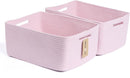 Large Storage Baskets for Shelves, Closet Organizers Bins for Clothes Blanket Towels, Baby Nursery, Toy Baskets Box, Woven Rope Baskets, 17 x 13 x 7.5”, 2 Packs Light Pink by TinyTreasures Baby Boutique
