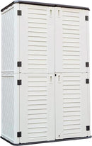 KINYING Outdoor Storage Cabinet Waterproof, Resin Vertical Outdoor Storage Shed for Patio Furniture, Garden Tools, Pool Accessories, Mower Storage (66 Cu.ft, Off White) by GreenHaven Gardens
