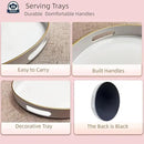 13" Round Decorative Tray, White Serving Tray with Handles, Plastic Coffee Table Tray for Ottoman, Living Room, Bathroom, Décor. by CozyNest Decor