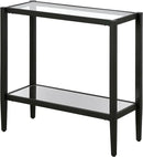 Henn&Hart 24" Wide Rectangular Side Table with Glass Shelf in Blackened Bronze, Table for Living Room, Bedroom by CozyNest Decor