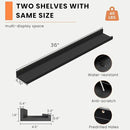 Heimlove Picture Ledge Shelf, Floating Shelves Set of 2, 36 Inches Picture Shelf for Wall with Ledge, Kids Bookshelf Wall Mounted for Living Room Bedroom Decor Books Photo Frames - Black by CozyNest Decor