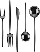 Black Silverware Set, KassKa 20 Pieces Flatware Cutlery Set, Stainless Steel Utensils Set Spoon Fork Knives Set for Home Restaurant and Kitchen, Mirror Polished Finished, Service for 4 by CozyNest Decor