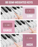 Finger Dance Folding Piano Keyboard 88 Keys, Portable Electric Keyboard with Bluetooth MIDI, Full Size Digital Piano, Wood Grain, Semi-Weighted, Touch Sensitive, with Storage Bag for Beginner by TinyTreasures Baby Boutique
