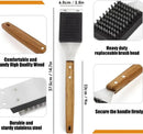 Blue Smoke Grill Brush and Scraper – Heavy Duty BBQ Cleaner with Stainless Steel Bristles, Solid Wooden Handle & Leather Strap – Barbecue Cleaning Tool for Gas, Charcoal, Smoker & Grill Grates by GreenHaven Gardens