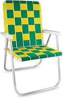Lawn Chair USA Folding Aluminum Outdoor Patio Lawn Chair | Heavy-Duty Webbed Chairs for Camping, Sports, Beach, Yard & Tailgating | Lightweight Portable | Classic - Green/Yellow by GreenHaven Gardens