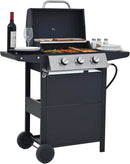Endark 3-burner propane gas grill | 26,000 BTU stainless steel with enamel wire cooking grates and built-in thermometer | with side rack wheels | great for patio, garden, and outdoor cooking by GreenHaven Gardens