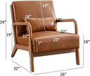 INZOY Mid Century Modern Accent Chair with Wood Frame, PU Leather Reading Armchair with Waist Cushion, Upholstered Living Room Chairs for Bedroom Sunroom (Camel) by CozyNest Decor