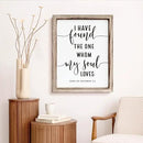 Christian Wall Decor, Master Bedroom Decoration Above Bed, Wedding Decoration, Framed Wall Plaque Sign 15 * 11.5 inches, Song of Solomon 3:4 Sign, I Have Found the One Whom My Soul Loves by CozyNest Decor
