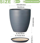 10 Inch Ceramic Planter Round Plant Pots for Plants Indoor Outdoor Glaze Large Flower Pot with Drainage Hole and Saucer Gray by GreenHaven Gardens
