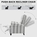 UIXE Pushback Recliner Chair Push Back Accent Chair, Fabric Overstuffed Armchair for Living Room, Rivet Trim Club Chair Home Theater Single Sofa Bedroom Reading Seat - Stripe Gray by CozyNest Decor
