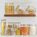 Glass Jars with Bamboo Lids (27oz in 6 Pack), Glass Food Jars and Canisters Sets, Food Storage Container with Airtight Lids, Food Pantry Jars, by CozyNest Decor