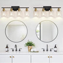 4-Light Bathroom Light Fixtures, Black and Gold Modern Vanity Lights with Clear Glass Shades, Bathroom Wall Lamp for Mirror Living Room Cabinet Bedroom Porch by CozyNest Decor