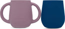 | Teenie Tiny™ Silicone Developmental Baby-Led Weaning Drinking Cups (2 pack) (Mauve and Blue Fusion) by TinyTreasures Baby Boutique