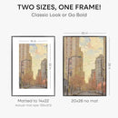 Homeforia 20 x 28 Picture Frame Black, High End Metal 20x28 Poster Frames with Mat 14x22 for Photo, 20 x 28 Black Frame Matted to 14 x 22 Print, 28x20 Hanging Frame, Tempered Glass, Wall Kit, Set of 1 by CozyNest Decor