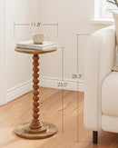 Masupu Round Side Table, Small End Table for Small Spaces, Pedestal Drink Table with Solid Wood Leg for Living Room, Bedroom, Corners(Rustic Brown) by CozyNest Decor