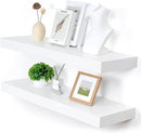 Deep Floating Shelves, 12'' Deep Rustic Large Floating Shelves Set of 2, White Shelves for Wall 36 Inches Long, Wood Shelves for Living Room Laundry Room Bedroom Kitchen Home Office - White by CozyNest Decor